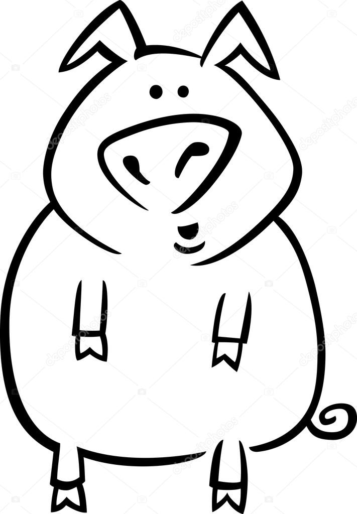 711x1024 Cartoon Pig For Coloring Page Stock Vector Izakowski