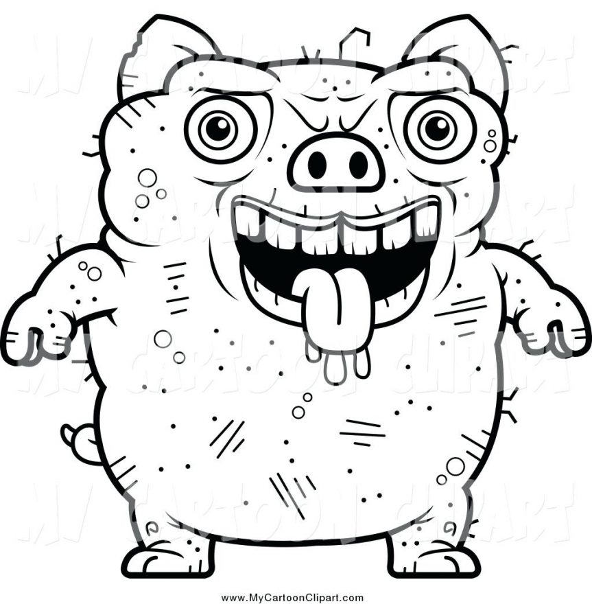 863x880 Clip Art Of A Black And White Ugly Pig Pigeon Outline Sketch Wood