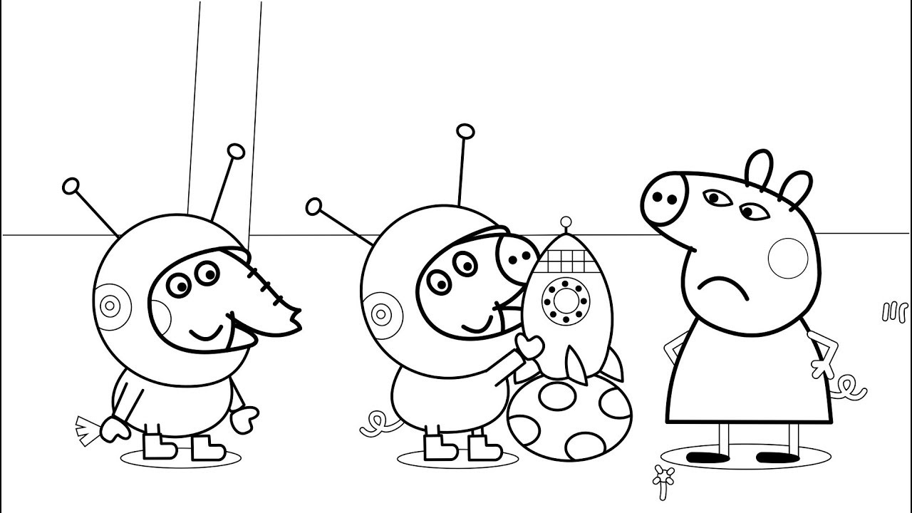 1280x720 Rocket Peppa Pig Coloring Pages With Colored Markers