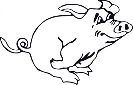 425x272 Outline Running Pig, Vector Images