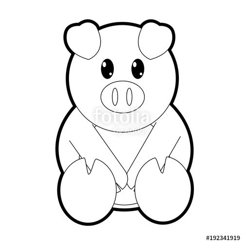 500x500 Outline Pig Cute Farm Animal Character Stock Image And Royalty