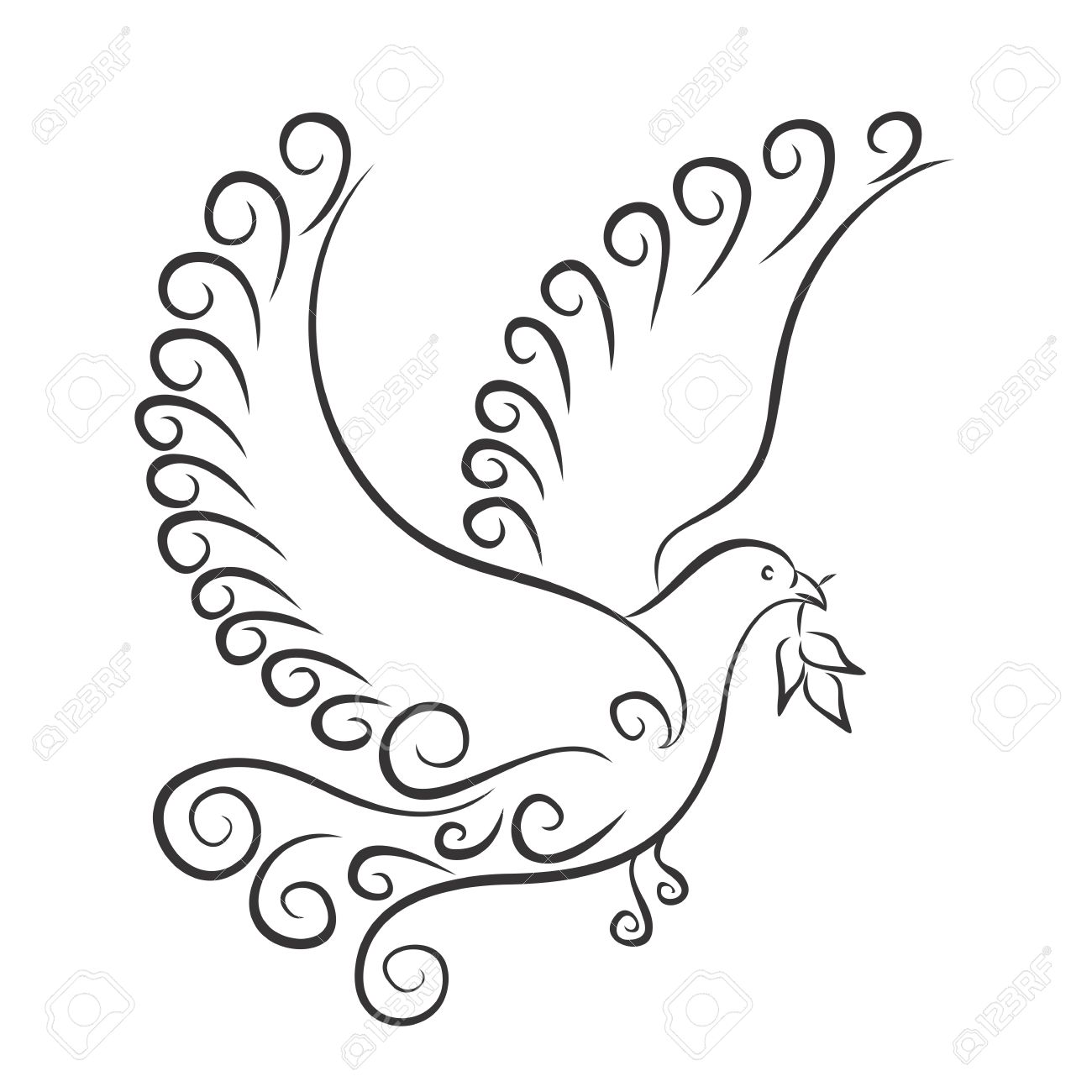 1300x1300 Sketch Of The Flying Pigeon. Stock Photo, Picture And Royalty Free