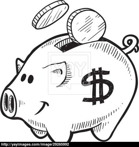 482x512 Piggy Bank Sketch Vector
