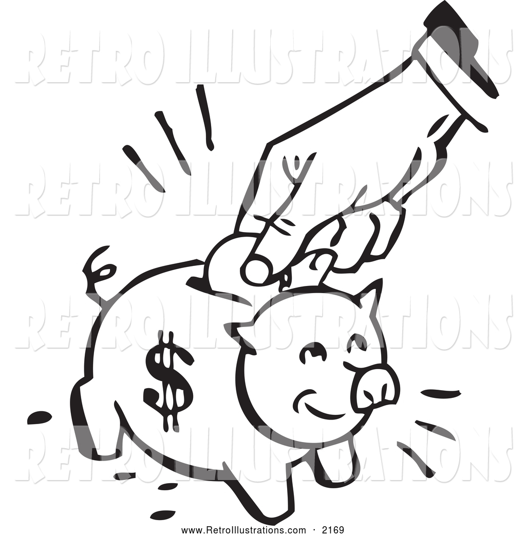 1024x1044 Retro Illustration Of Retro Blacknd White Hand Depositing