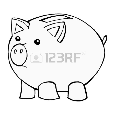 450x450 Hand Drawn, Cartoon, Illustration Of Piggy Bank Royalty Free