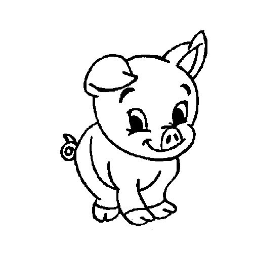 502x500 Cute Baby Pig Cartoon Vector. Outline Hand Drawing Of Domestic Pig