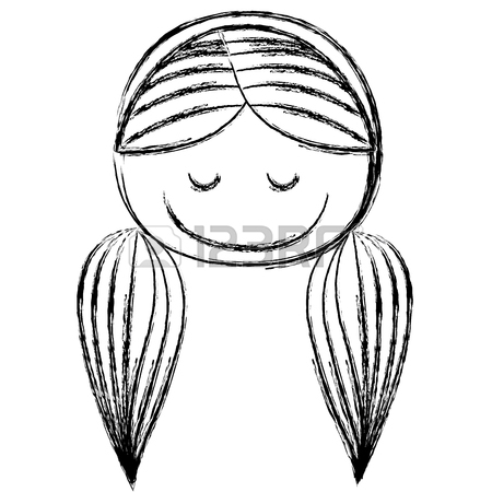 450x450 Blurred Silhouette Caricature Front Face Girl With Pigtails