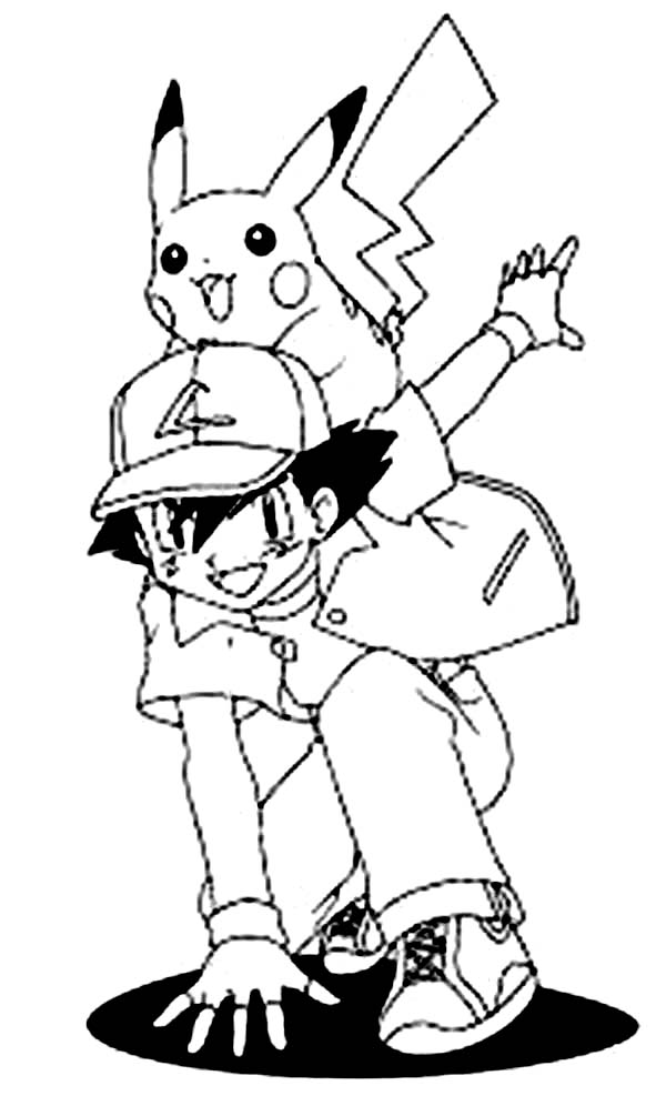 600x987 Ash And Pikachu Pokemon Coloring Page Preschool In Pretty Draw