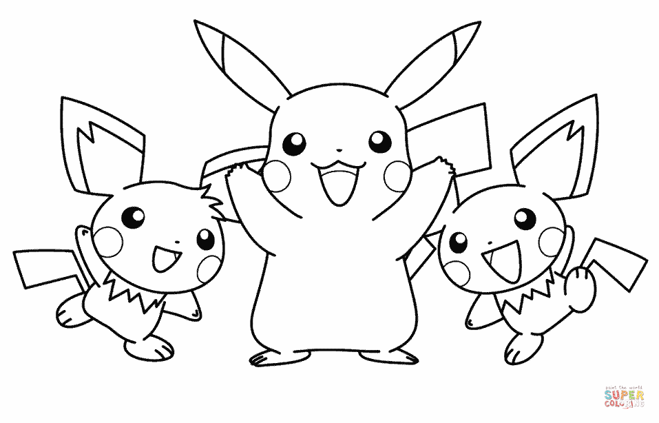 957x614 Pikachu And His Friends Coloring Page Free Printable Coloring Pages