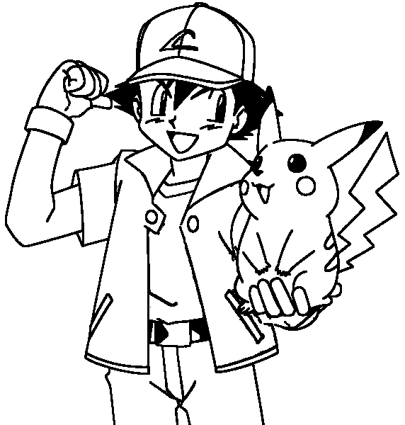 572x600 Fun Coloring Page Of Ash And Pikachu Pokemon