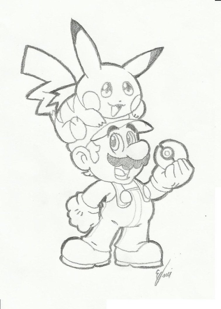 756x1056 Super Mario E Pikachu By Dneydude
