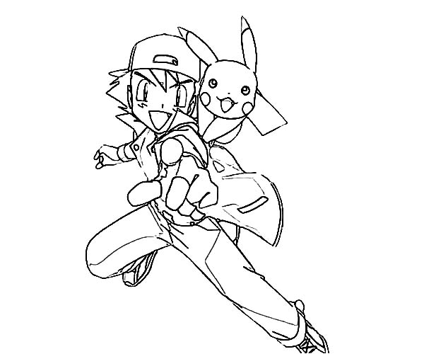 600x500 How To Draw Ash Ketchum And Pikachu On Pokemon Coloring Page How