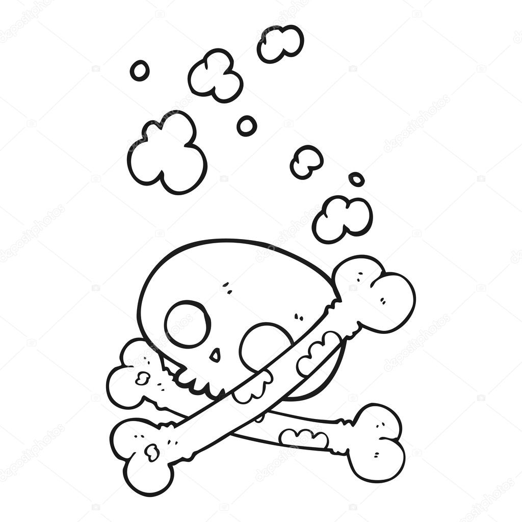 1024x1024 Black And White Cartoon Old Pile Of Bones Stock Vector