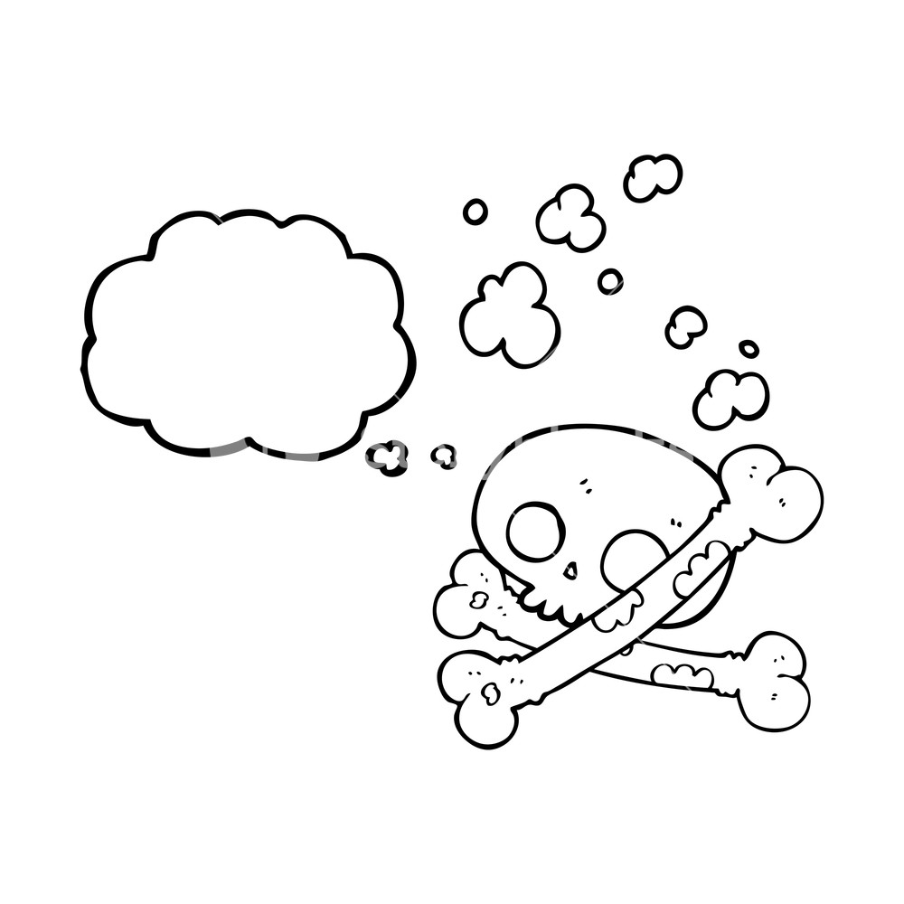 1000x1000 Freehand Drawn Thought Bubble Cartoon Old Pile Of Bones Royalty