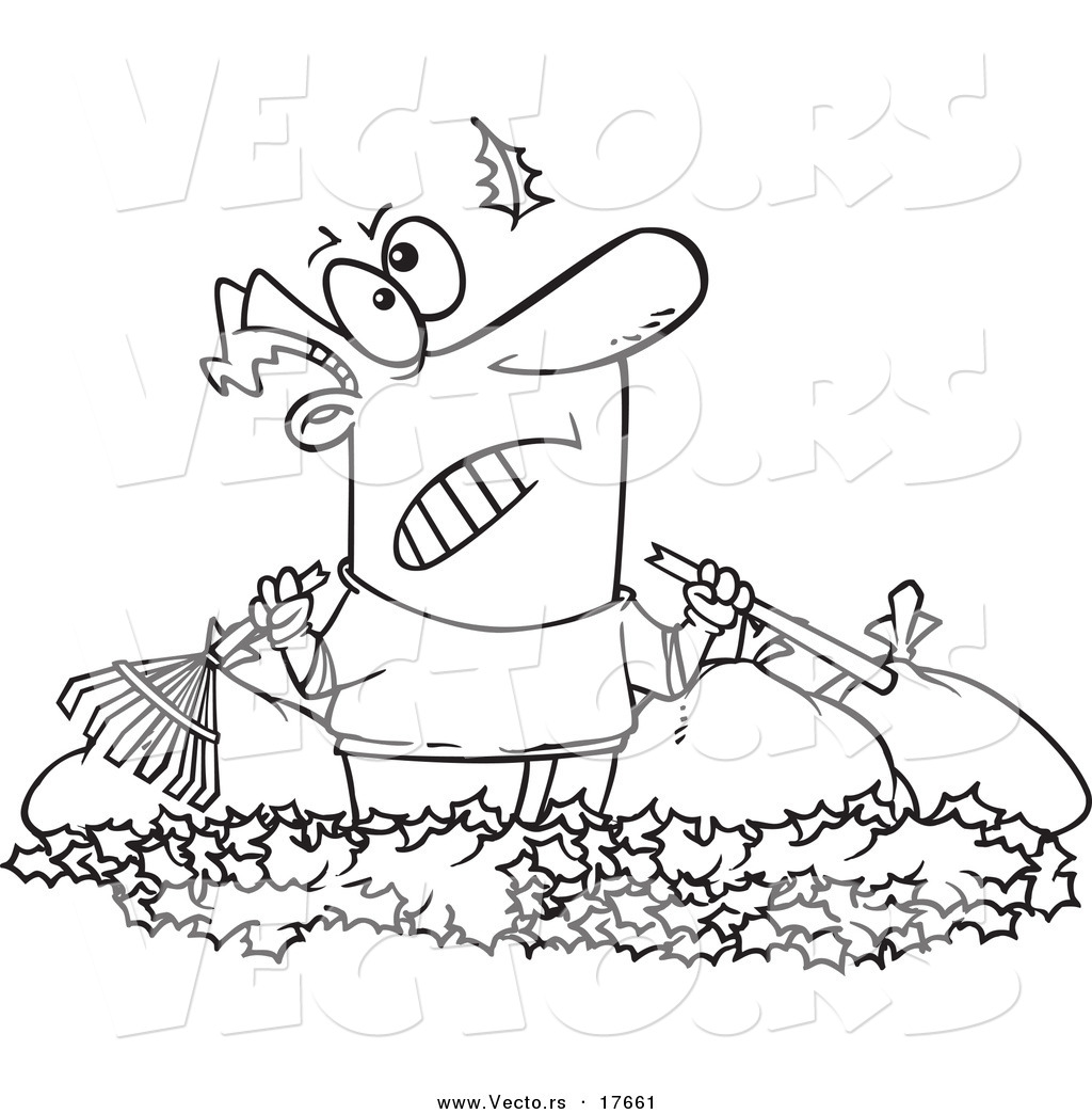 1024x1044 Vector Of A Cartoon Angry Man Watching Another Leaf Fall On His