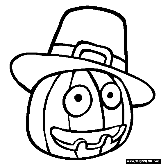 554x565 Thanksgiving Pumpkin Pilgrim Online Coloring Page