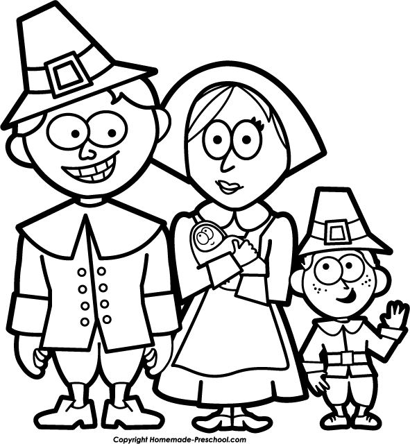 591x640 Pilgrim Family Clipart