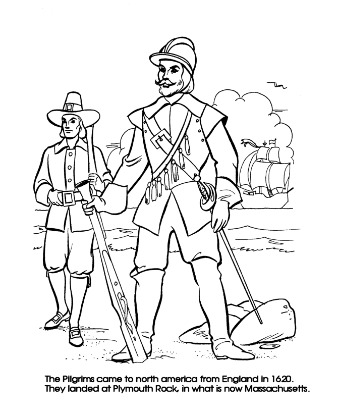 670x820 The First Thanksgiving Coloring Page Sheets Pilgrim Leaders