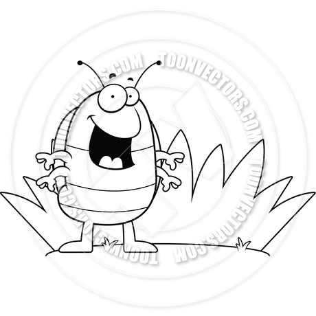 460x460 Cartoon Pill Bug Grass (Black And White Line Art) By Cory Thoman