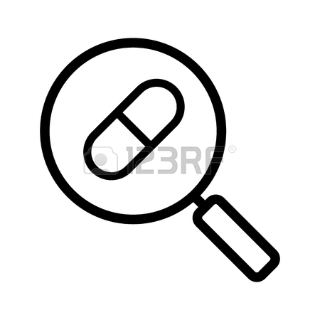 450x450 Drugstore And Medicine Search Linear Icon. Thin Line Illustration