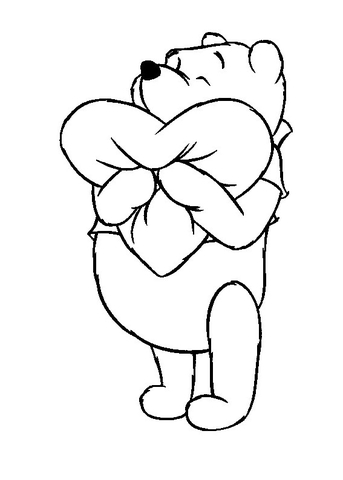 343x480 Hugging Heart Shapped Pillow Coloring Page Free Printable