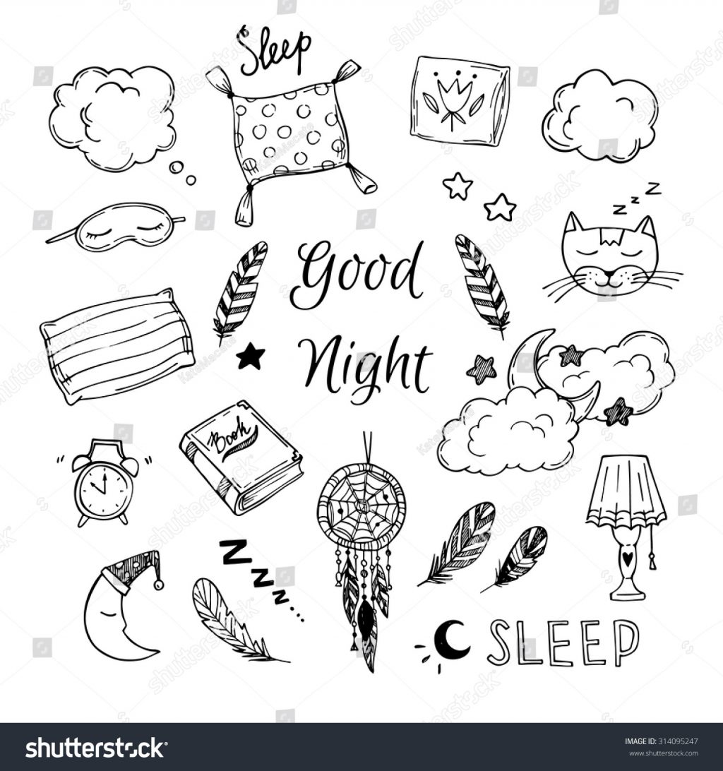 1024x1092 Pillow ~ Stock Vectord Drawn Elements Good Night Dreamcatcher