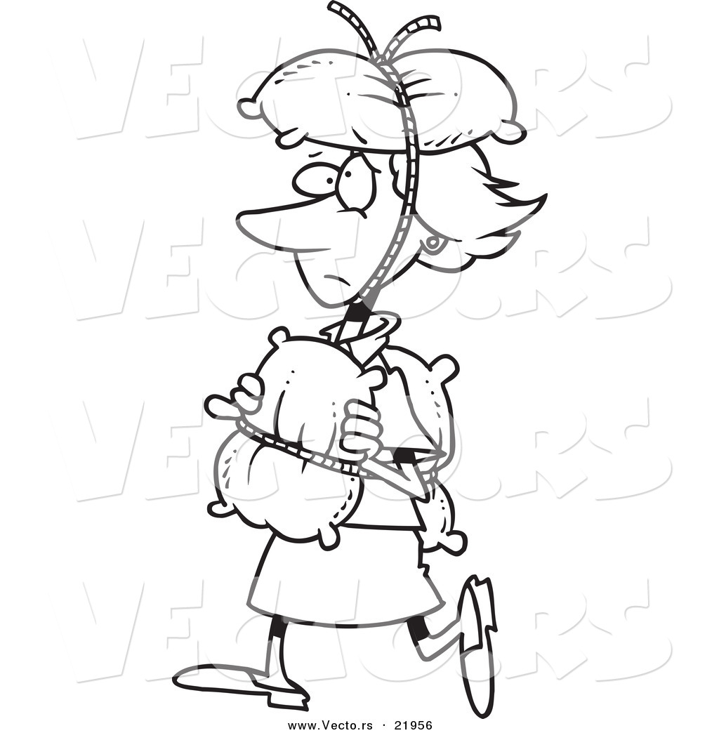 1024x1044 Vector Of A Cartoon Cautious Woman Covered In Pillows