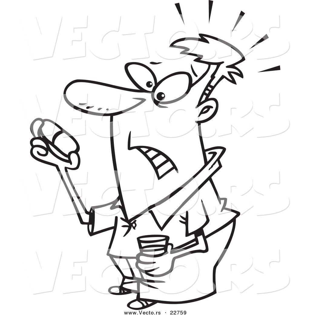 1024x1044 Vector Of A Cartoon Man Holding A Giant Pill