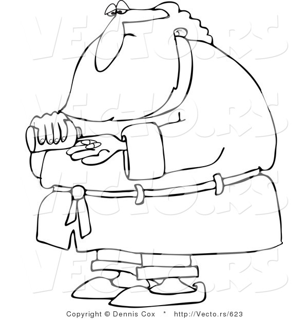 600x620 Vector Of A Sick Cartoon Santa Taking Pills