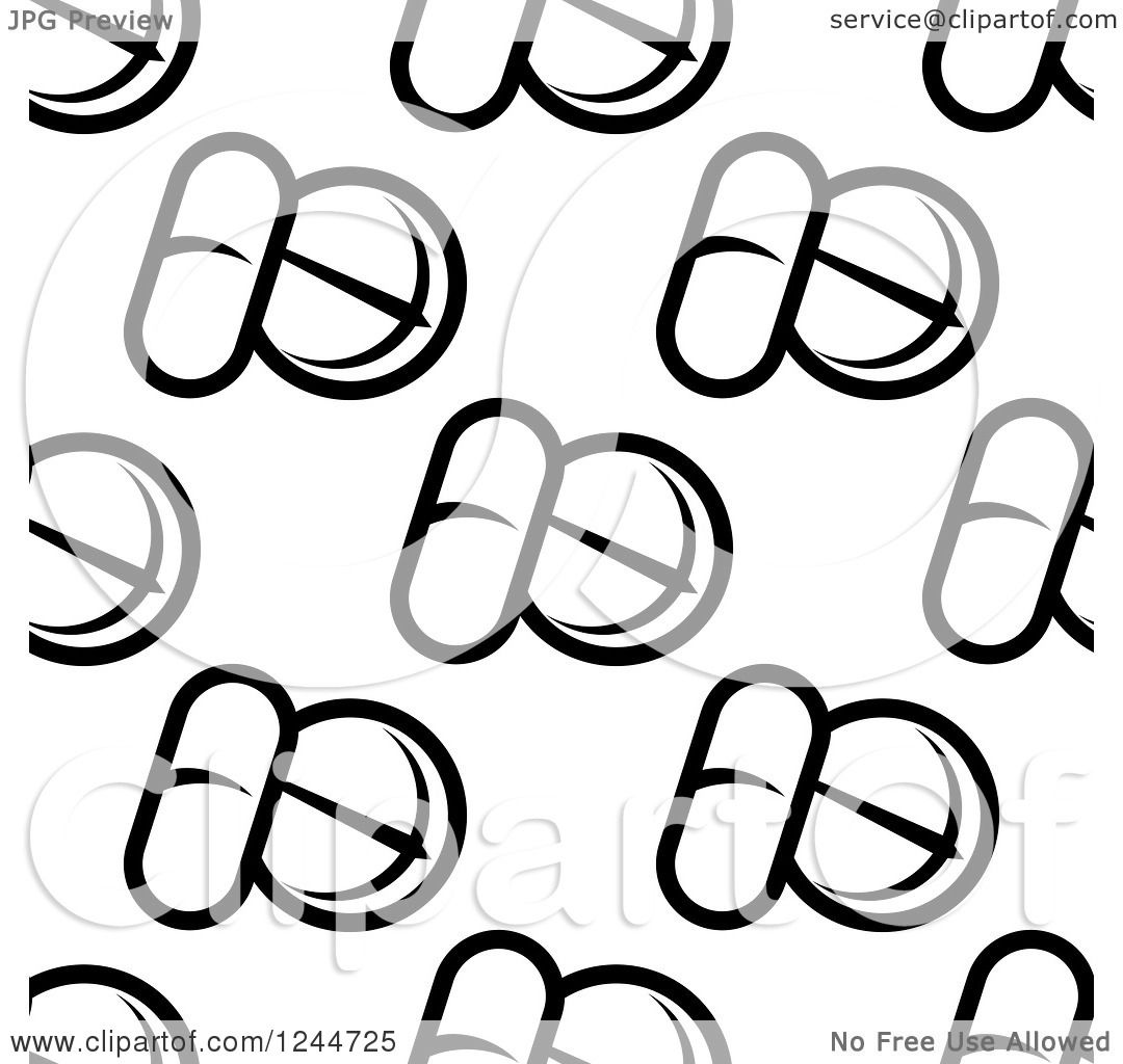 1080x1024 Clipart Of A Seamless Pattern Background Of Black And White Pills