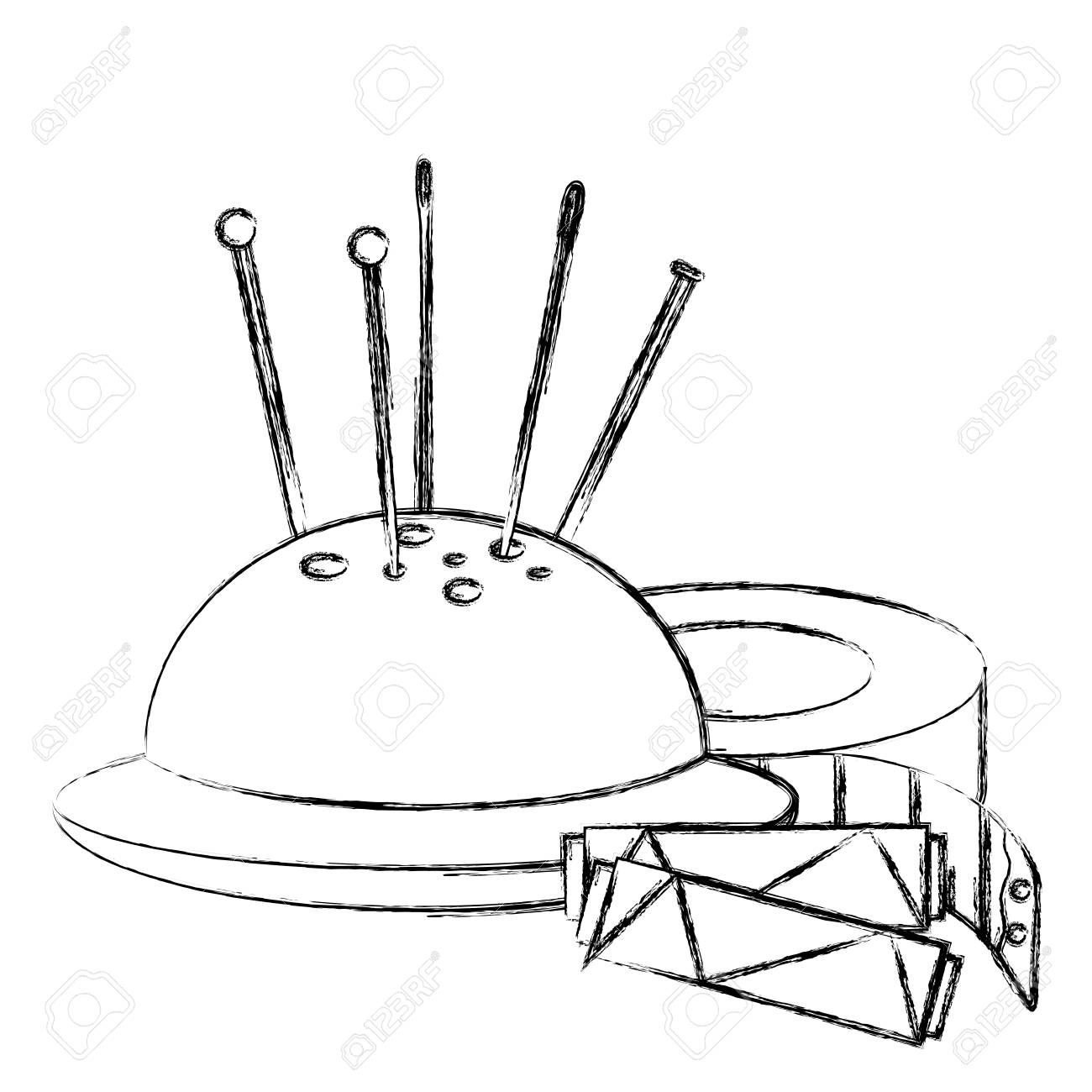 1300x1300 Sewing Thread Tubes With Pincushion And Tape Measure Vector