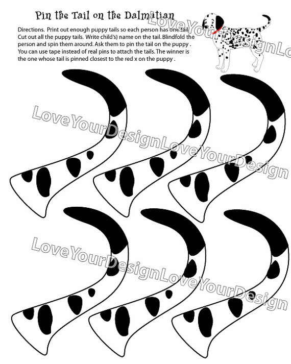 570x713 Dog Game Pin The Tail On The Dalmatian Dog You Print Instant Download
