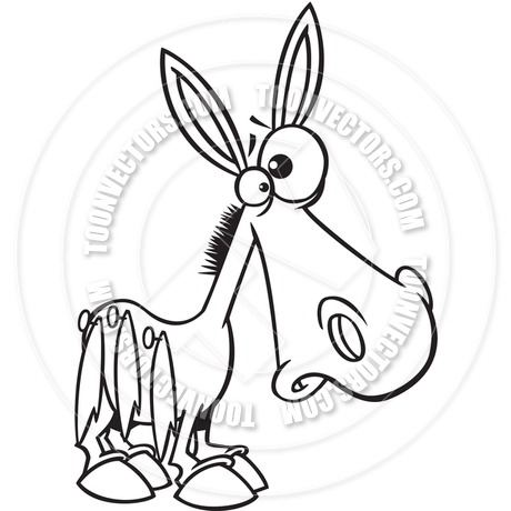 460x460 Cartoon Pin The Tail On The Donkey (Black And White Line Art) By