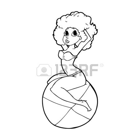 450x450 Cartoon Pin Up Girl Sitting On Beach Ball Royalty Free Cliparts