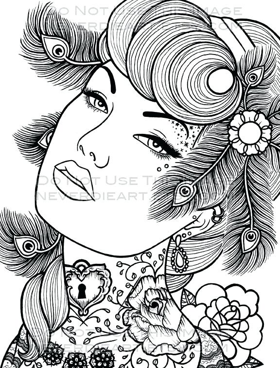 576x756 Pin Up Girl Coloring Book Also Pin Up Girls Coloring Pages 68