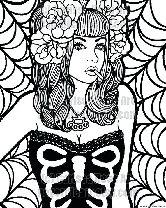 570x713 Pin Up Girl Coloring Book Vector Hand Drawn Girl In Pin Up Style