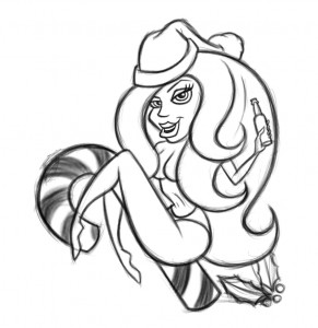 291x300 Santa Girl Pinup Artwork Illustration