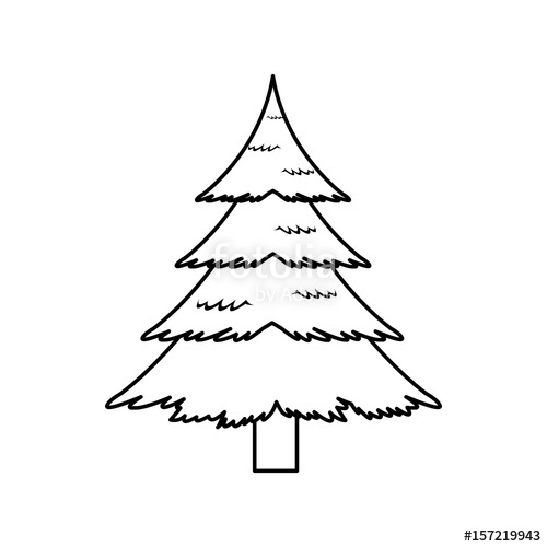 500x500 Christmas Pine Tree Decoration Celebration, Outline Image Vector