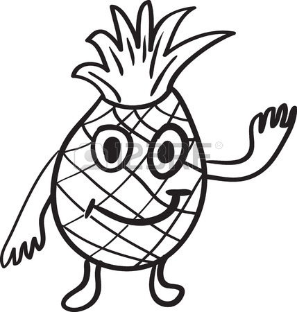 428x450 Simple Vector Drawing In The Style Of Pineapple Cartoon Sketches