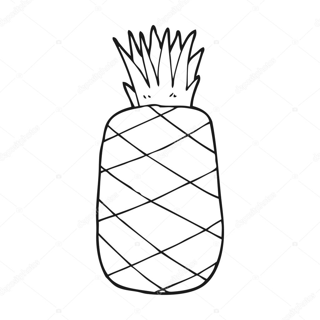 1024x1024 Black And White Cartoon Pineapple Stock Vector Lineartestpilot