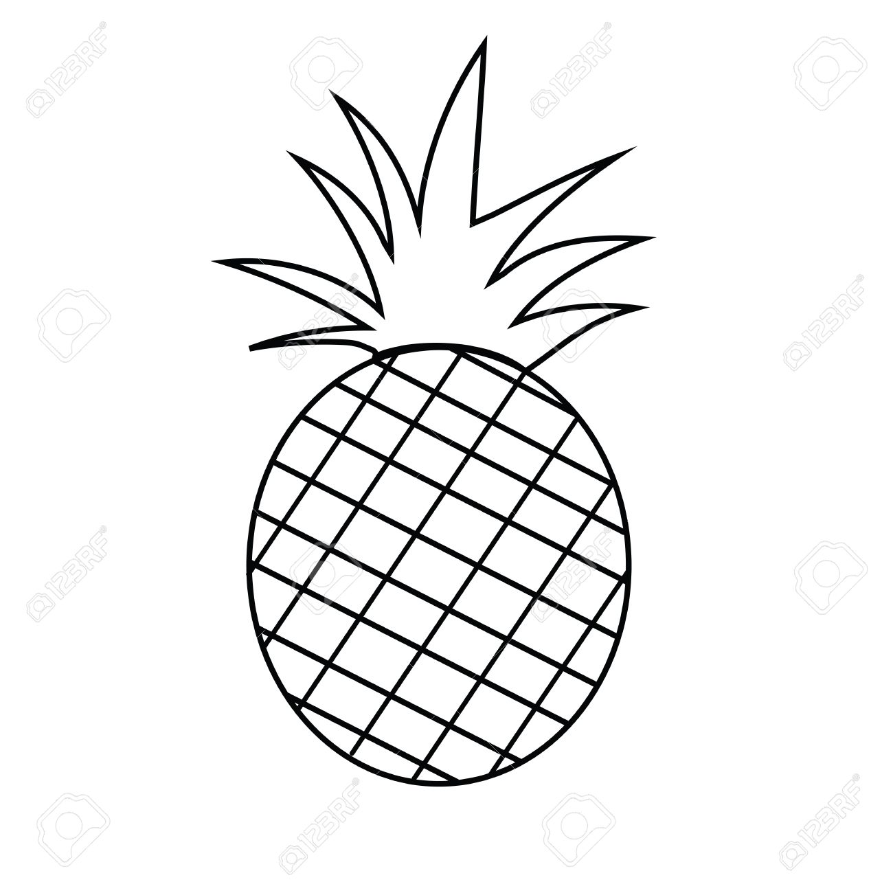 1300x1300 Pineapple Fruit Outline Version For Coloring Book Vector