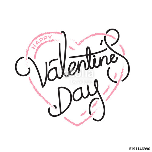 500x500 Happy Valentine's Day Handwritten Text In Pink Heart Shape Stock