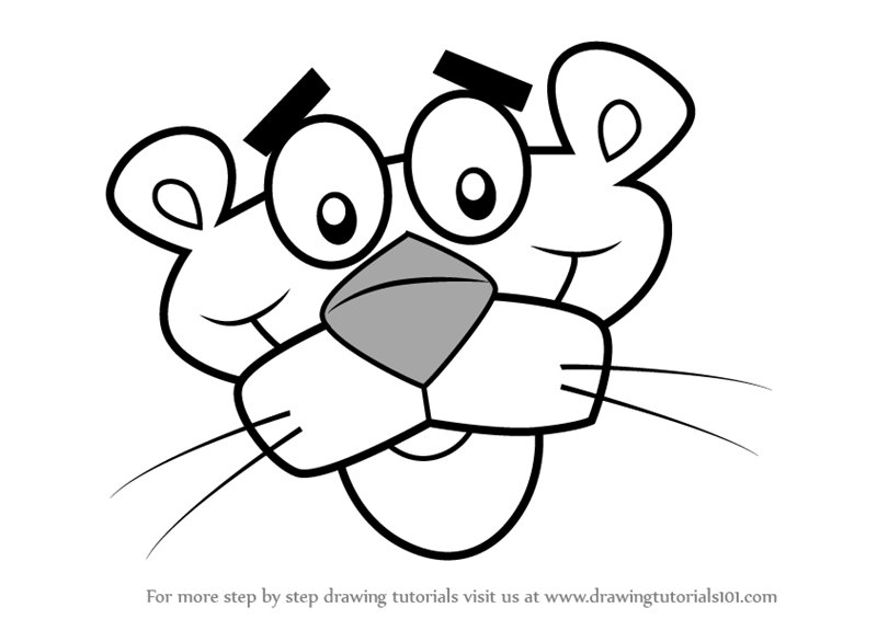 800x565 Learn How To Draw Pink Panther Face (Pink Panther) Step By Step