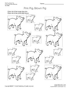 228x295 Pink Pig, Brown Pig Worksheet For Pre K