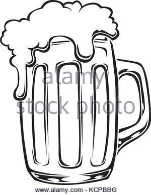 300x389 Stylized Vector Illustration Of Beer Glass In Black And White