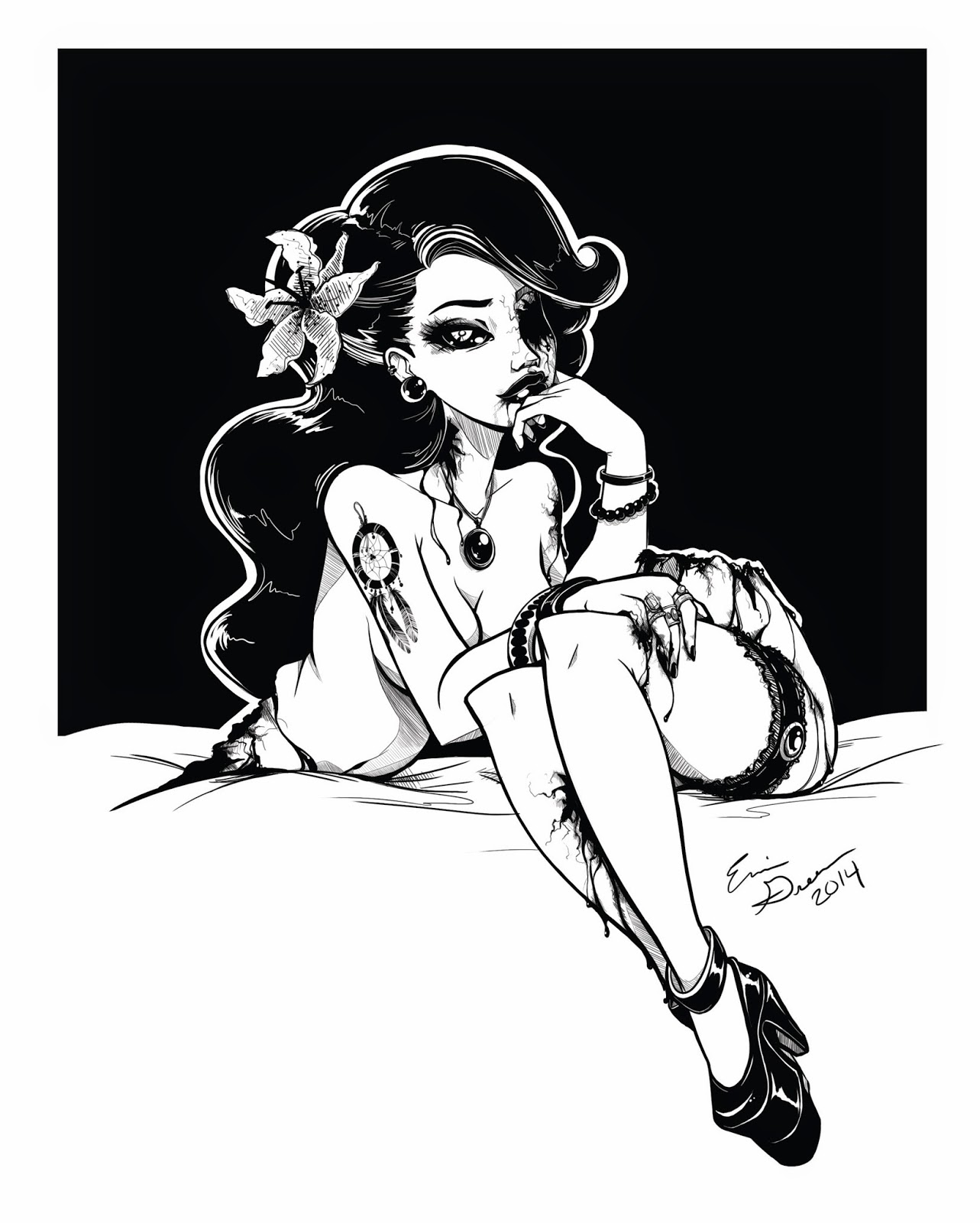 1283x1600 Girls Drawing Girls Zombie Pinup