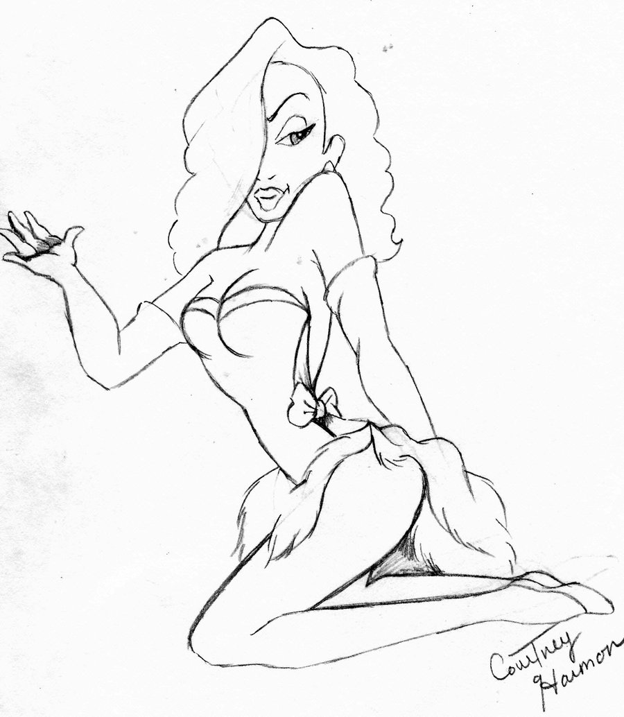 900x1034 Jessica Rabbit Quick Pin Up Sketch By Passiononpaper