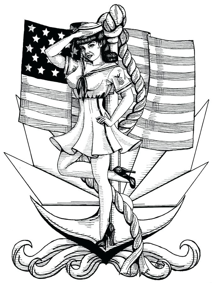 674x900 Pin Up Girl Coloring Book Pin Up Girl Drawing Navy Pin Up Girl By