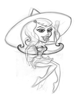 250x324 Sexy Pinup Girl In The Moon High Life Woman Mascot Illustration