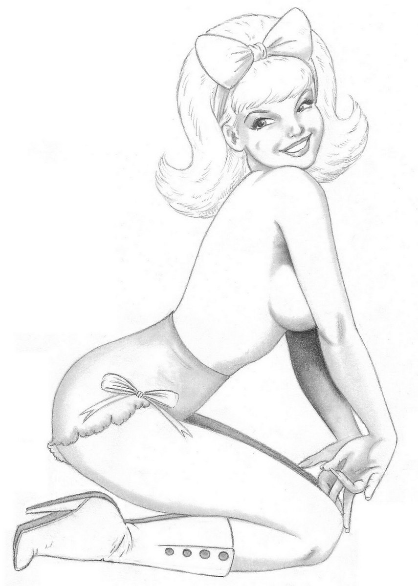 855x1200 Drawn Pin Up Pencil Drawing